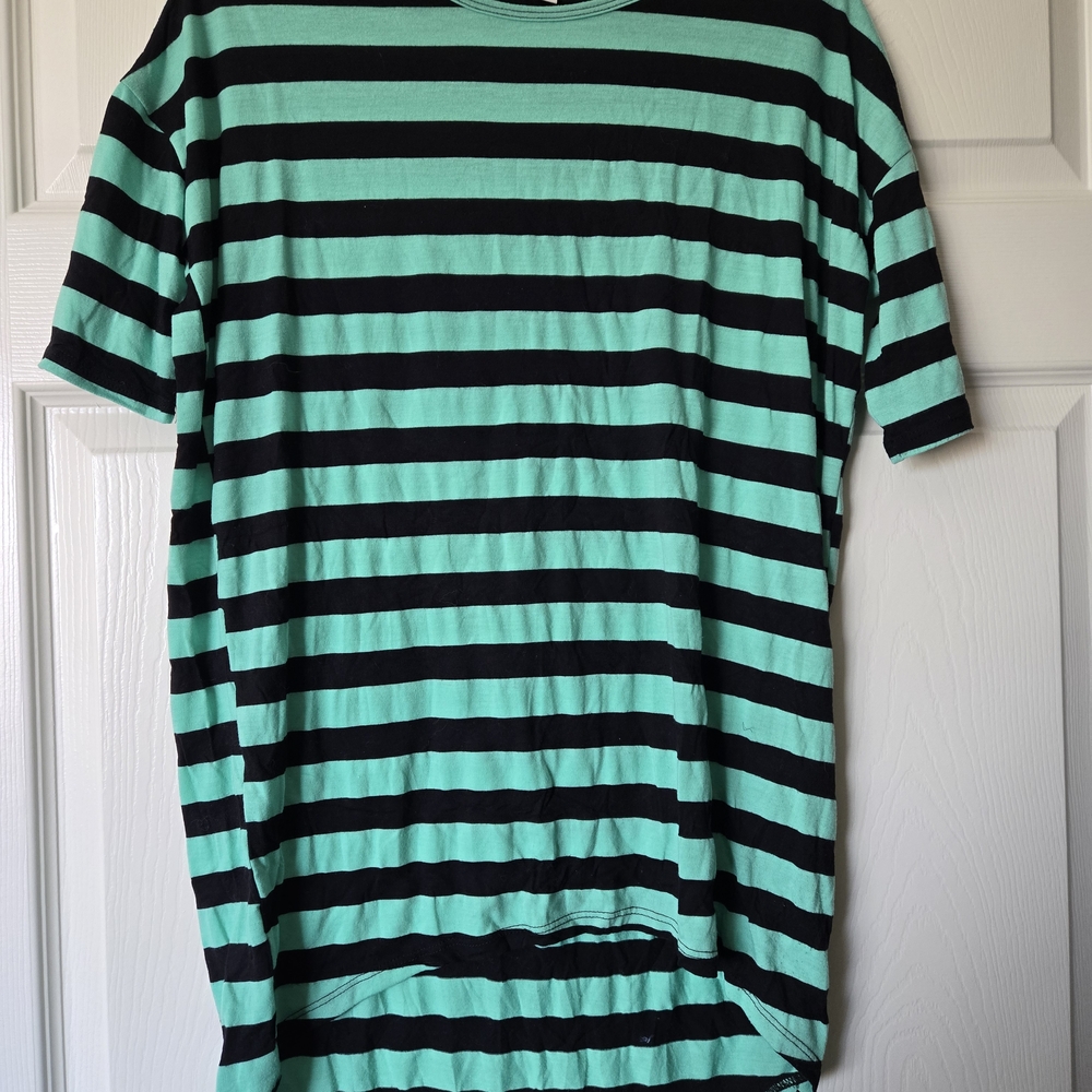 LuLaRoe Women's Green and Black Striped Tee